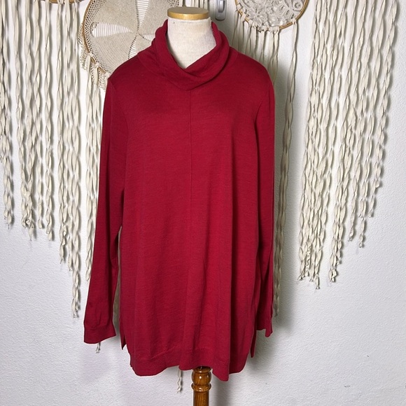Eileen Fisher Woman Red Merino Wool Long Sleeve Turtleneck Sweater Size 3X - Picture 1 of 8